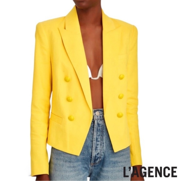 L'AGENCE Brooke Double Breasted Crop Blazer - Picture 2 of 6
